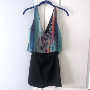 Sexy Bebe blue and black leopard attached look dress